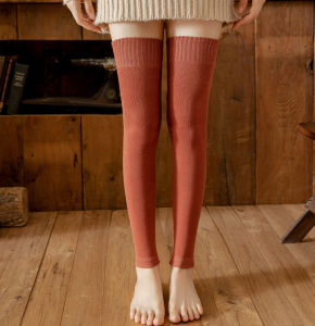 ถุงเท้ายาวเหนือเข่าแบบไม่มีปลายเท้าสำหรับผู้หญิง สีดำ สีกากี อุ่น ถุงเท้ากันหนาวแบบยาวคลุมขา ถุงเท้าแบบยาวคลุมต้นขา
