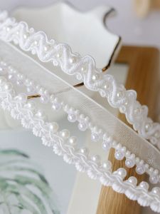 Pure Handmade Pearl Lace Trim Fabric DIY Collar Curtain Baby Clothes Decorative Accessories High Quality Home Sewing Materials