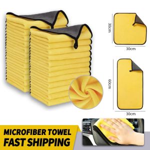 【WOKEN】3PCS Microfiber Car Wash Towels Thickened Double Sided Plush Absorbent Drying Cloth Car Cleaning Care Towel Car Wash Rag