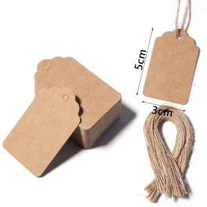 100pcs/lot With Hang Rope Kraft Paper Card Blank Cardboards Hang Price Tags For Fit Clothes Jewelry Details Sale Price Display