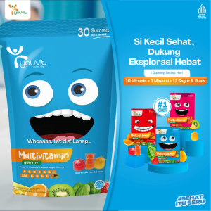 Multivitamin Gummy Anak untuk Tumbuh Kembang dan Imunitas Anak | Youvit Multivitamin Anak 60 Hari (2 Pouch) dengan Vitamin C Vitamin D Zink Sayur dan Buah