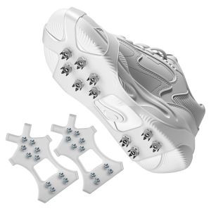 1 Pair Anti Slip Shoe Snow Grips Cleats for Ice Snow Shoes Gripper with 10 Steel Studs Crampons Spike Ice Cleats Traction Grip