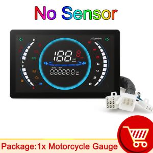 RYSJM | Universal LED Digital Gauge RPM Motorcycle Speedometer Dashboard LCD Digital Speed Meter With Temperature Fuel Level Gauge Gear