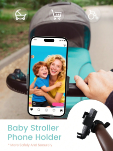 1PC Stroller Phone Holder Shopping Cart Phone Holder - Fit on Handlebars - One-Hand Operation to Put On/Take Off Phone - 360 De