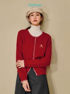 INMAN | Áo Cardigan Len Dài Tay Màu Block Retro