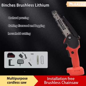 MAKITA 4/8/10/12 inches Rechargeable Lithium Battery NEW Chain saw Original Steel Chainsaw Wood Cutting  Cordless Electric Portable Chainsaw