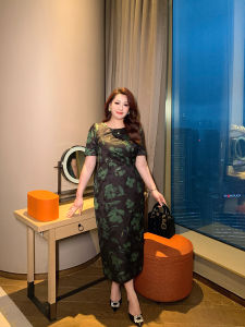 GLEC | Plus Size Summer New Vintage Hollow Out Ink Print Stylish Youthful Dress