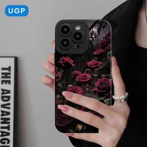 2025 New Red Rose Design Soft Silicone Phone Case for  17Pro Max Full Cover Lens Protection Womens Style Unique Creative