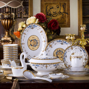 Bộ Bát Đĩa Bộ Đồ Gốm Sứ Cao Cấp Phong Cách Châu Âu Trung Bình Đũa Đĩa Hơi Xa Xỉ Gia Dụng Bộ Đồ Ăn Sứ Xương Trấn Cảnh Đức Tổ Hợp Tự Do