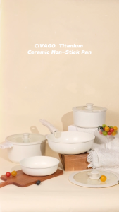 CIVAGO Non-Stick Ceramic-Titanium Frying Pan and Soup Pot with Detachable Handle 12Pcs Cookware Set PFAS/PTFE/PFOA-Free Suitable for All Stoves