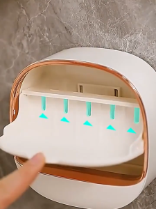 Soap Holder Storage Box Wall Mounted Drainable Soap Tray Drawer Soap Dish Punch-Free Bathroom Organizer