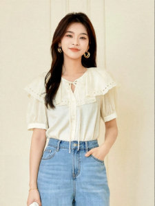 SEIFINI | White Lace Peter Pan Collar Shirt