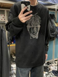 American Style Heavyweight Pure Cotton Long Sleeve T-Shirt Mens Loose Spring Autumn New Original Design Trendy Brand Top