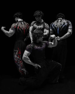 GYM T-shirt Mens Dark Gothic Print Muscle Tee  High Elasticity And Quick Drying Exercise For Bodybuilding Training 2025 Summer