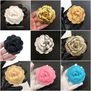 Fashionable White Flower Tea Leaf Pin Brooch with Chest Clip and Double-Purpose Chest Needle Buckle Accessory for DIY Jewelry