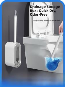 No-Drill Bathroom Toilet Brush Holder Household Cleaning Tool for Sanitary Bathroom Corner-Free Wall-Mounted Toilet Cleaner