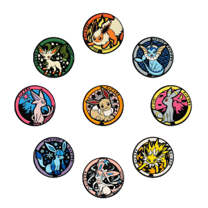 Bandai | Eeveelutions Enamel Pins Set 9Pcs Cute Eevee Family Metal Brooches Cartoon Anime Lapel Pins for Backpack Clothing Decor