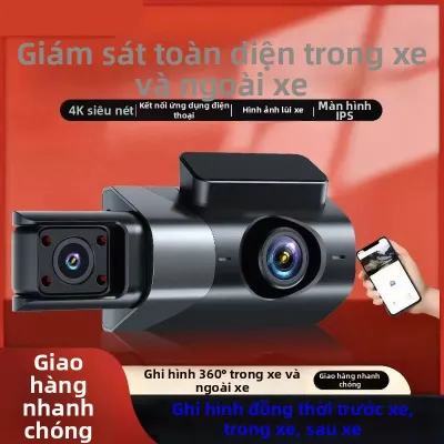 Máy Ghi Hình 4K 3 Camera Trước Trong Sau Đèn Đêm Kết Nối WiFi