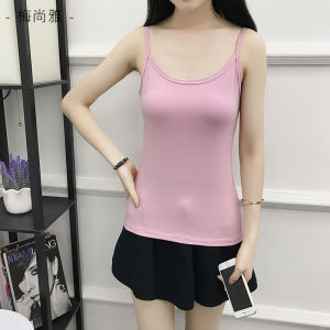 เสื้อกล้ามสายเดี่ยวผ้าฝ้ายโมดอลใส่ด้านนอกสำหรับฤดูร้อนเสื้อตัวในแบบสั้นใส่ด้านในสำหรับผู้หญิงเสื้อกล้ามตัวเล็กทรงหลวมไซส์ใหญ่ใส่แล้วดูผอมเพรียวสำหรับผู้หญิง