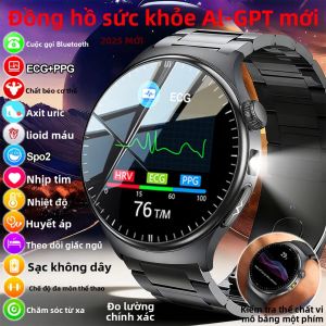 Đồng Hồ Thông Minh Khám Sức Khỏe Vi Mô Mới Năm 2025 Dành Cho Nam Giới Đo Điện Tâm Đồ (ECG) + Đo Nhịp Tim (PPG) Lipid Máu Axit Uric Oxy Kết Nối Bluetooth 5.1 Gọi Điện Chống Nước.