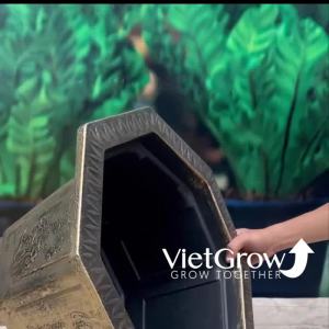 Chậu Nhựa Giả Đồng Bát Giác kích thước Miệng x Cao x Đáy: 50cm x 30cm x 33cm 32 Lít