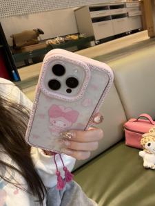 Korean Style Cartoon Butterfly Knot Phone Case Full Diamond Protection for 14 13 16 pro Max New Model Cute Frame Anti-Fall