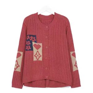 เสื้อคาร์ดิแกนถักคอตตอนหลวมแขนยาวสไตล์เกาหลีสำหรับผู้หญิง ชุดทำงานฤดูใบไม้ผลิและฤดูใบไม้ร่วง แฟชั่นลำลอง