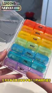 Rainbow/black color Travel-Friendly Weekly Pill Box-3 Times a Day Portable Medicine Storage Case for Tablets & Capsules