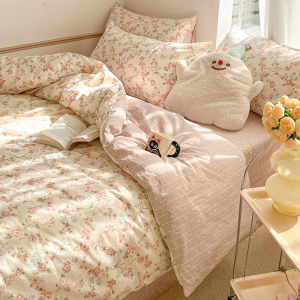 Pure Cotton Floral Bedding Set Dormitory Single Bed Three-Piece Quilt Cover Style Style All Seasons Universal