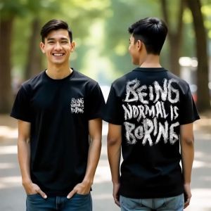 T-Shirt Distro Lengan Pendek NORMAL IS BORING bahan 24s