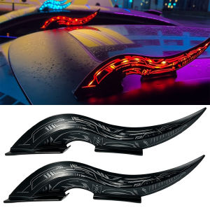 1Set Universal Dragon Horn Car Roof Decoration Fins Waterproof 32 LED Light Modes Touch Control DimmableType-C Rechargeable