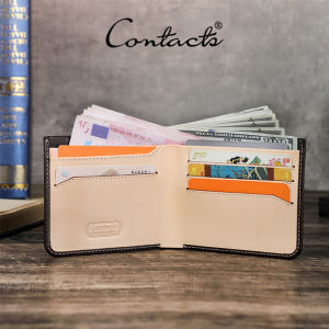 CONTACTS Genuine Leathe Fashion Men Wallet Card Holder RFID Purse Small Mens Purse Wallets