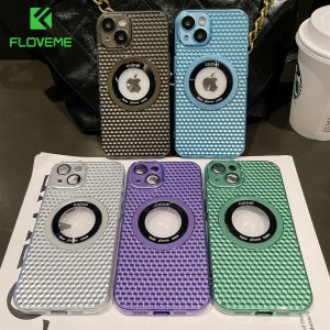 FLOVEME 3D Honeycomb Pattern Magsafe Phone Case For iPhone 14 13 12 Pro Max Logo Hole Wireless Charging Lens Protection Silicone Shockproof Back Cover For iphone 14 13 12