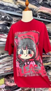 Áo Phông Nữ Chất Liệu Thun Lạnh Cao Cấp Tay Cộc Form Rộng In Nổi CB Freesize <65kg Hoài Cheeze