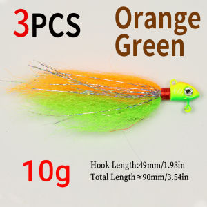 3PCS 3D Eye Fishing Jig Head Lure with Flash Tinsel Fast Sinking Bass/Trout/Snook Saltwater Freshwater Fishing Bait Tackle