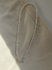 Retro Design Question Mark Buckle Natural Strong Light Small Baroque Pearl Necklace Pure Silver Body Stackable Womens Jewelry