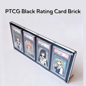Takara Tomy | 4-Slot Black Graded Card Stand Black Acrylic Display Holder for PTCG Rating Card Trading Cards Crystal Clear Edges