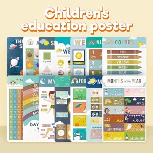 NIKO 12pcs Early Educational Chart For Kids Toddlers Learning Number Letter Color Alphabet Wall Chart