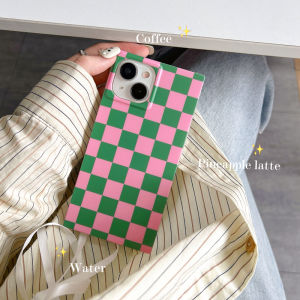 Original Square Chessboard Pattern Phone Case for Apple iPhone 15 pro Max 13 Trendy 16 Couples Anti-Collision Protection