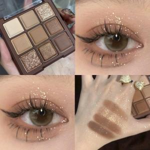 Herorange Nine Color Chocolate Eyeshadow Palette Pearl Matte Shimmer Affordable Natural 3D Easy to Apply Eye Makeup Tools
