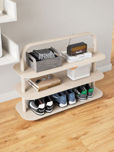 Simple Multi-Layer Wall-Mounted Shoe Rack for Home Entrance Space-Saving Shoe Storage Stand Creamy Style Indoor Shoe Cabinet