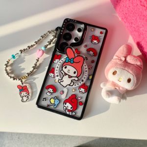 Sanrio | INS Sanrio MY Melody Trendy Magnetic Phone Case For Samsung S26 S25 S24 S23 Ultra Plus For Magsafe Holder Lanyard Protect Cover