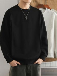 Áo Nỉ Cổ Tròn Rộng Rãi Thoáng Khí Thời Trang Mùa Xuân Thu Màu Trơn Đơn Giản Cho Nam Thanh Thiếu Niên Áo Nỉ Thường Ngày