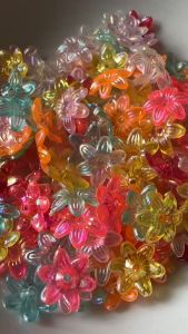 100 pcs Cute Flower Acrylic Beads cap size 15 x 12 mm Mix Colors Acrylic flower bead caps for DIY beading crafts