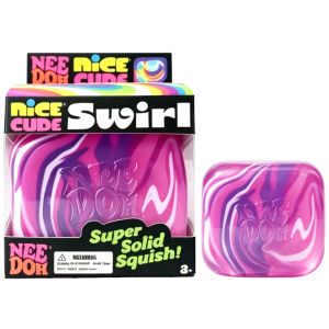 Schylling | NeeDoh Nice Cube Flow Pattern Block Cube Toy Gel Filled Soft Ice Cube Stretchable Slow Rebound Sensory Stress Relief Fidget Toy