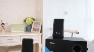 ลำโพงคอมพิวเตอร์ระบบ 2.1 พร้อมซับวูฟเฟอร์ เชื่อมต่อวิทยุ ตัวลำโพงมัลติมีเดียทำจากไม้ มาพร้อมรีโมท รองรับ Universal Serial Port/microSD/AUX หลายโหมดการใช้งาน