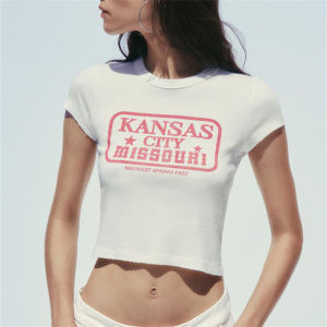 Áo Thun Cotton Cổ Tròn Tay Ngắn in Chữ Mùa Hè Mới Về Cho Nữ Áo Thun Thường Ngày Dáng Ôm Chất Liệu Cotton Nguyên Chất