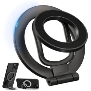 Double Magnetic Cell Phone Ring Holder for Magsafe Foldable Phone Stand with Strong Magnet Phone Grip Kickstand for IPhone 15/16