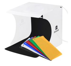 Hộp chụp ảnh sản phẩm PULUZ 20cm - Chụp ảnh quay videos sản phẩm STUDIO 2 dàn đèn led - Tặng kèm 6 phông nền