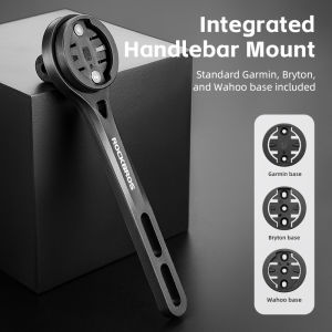 ROCKBROS Bicycle Speedometer Bracket MTB Road Bike Headlight GoPro Integrated Cycling Mount Waterproof Multifunctional Light Holder for Garmin&Wohoo&Bryton Bike Computer